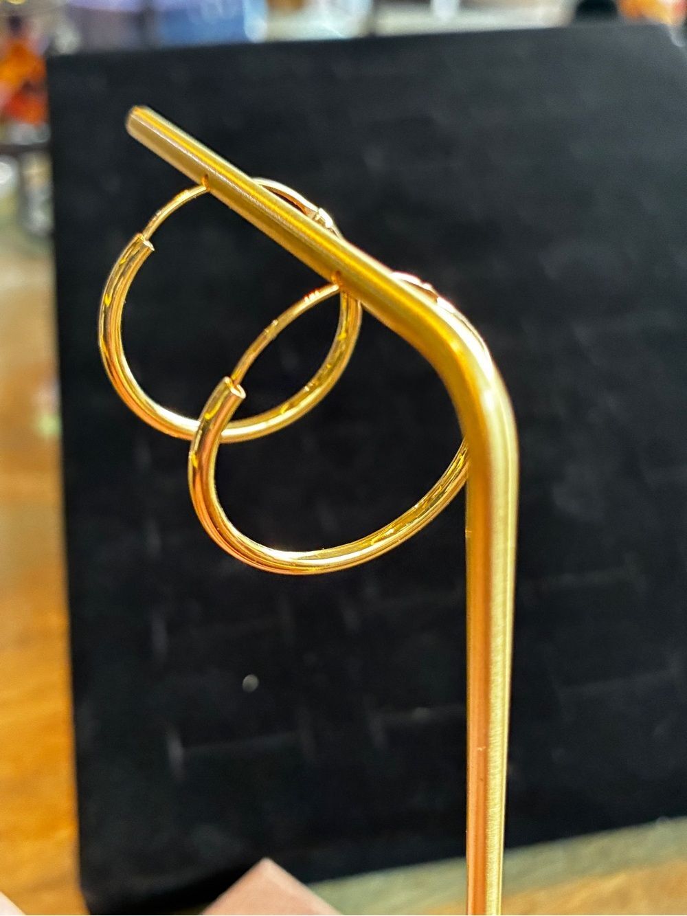 Gold Hoop Earrings - Classic Sterling Silver w/14 kt gold plating - Picture 4 of 4
